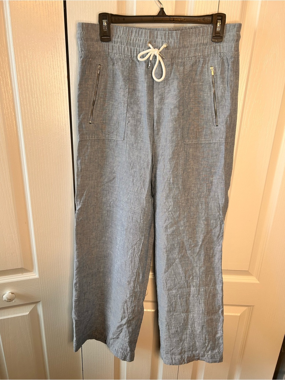 Athleta Women’s Size 6 Chambray Blue Cabo Linen Mid Rise Wide Leg Pant
